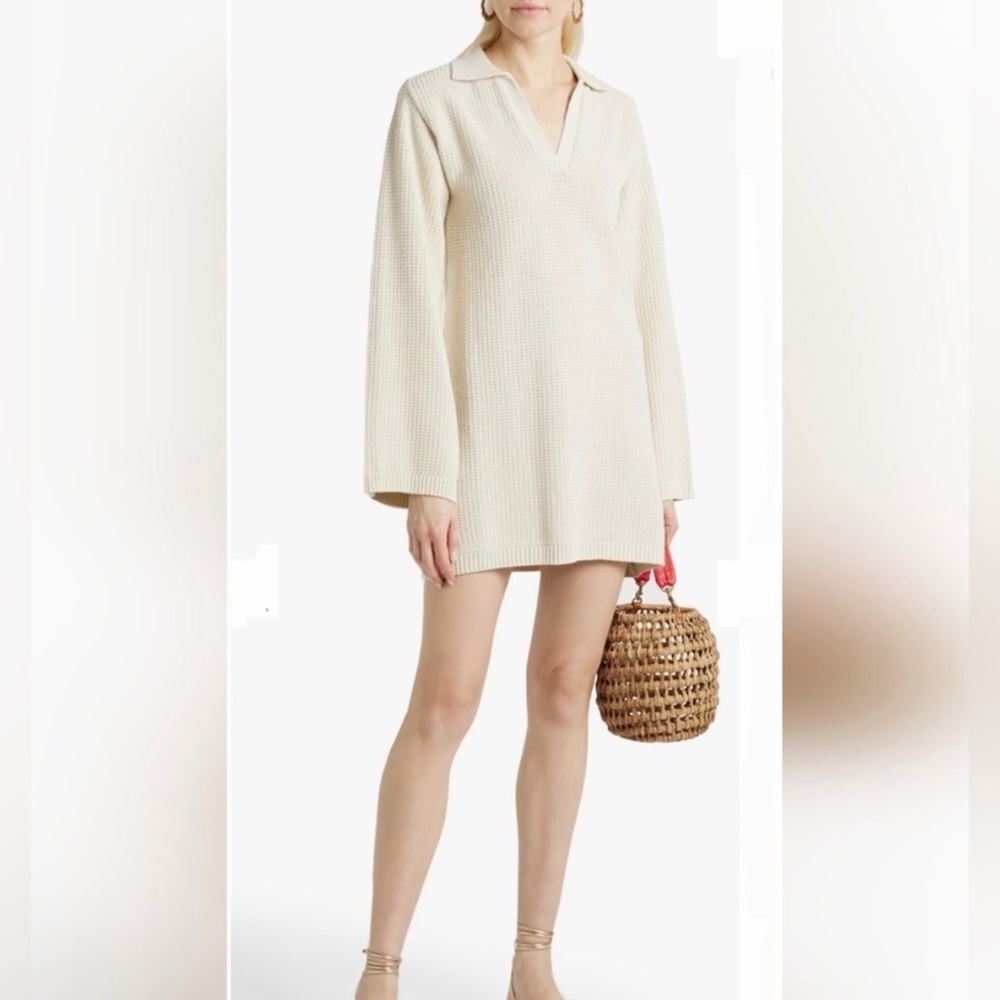 Onia Cotton Waffle Knit Polo Dress Swim Cover-Up